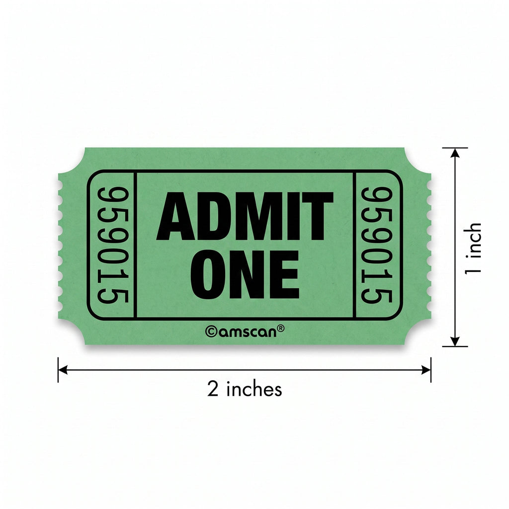 "Admit One" Ticket Roll - Green, 1000-Pairs