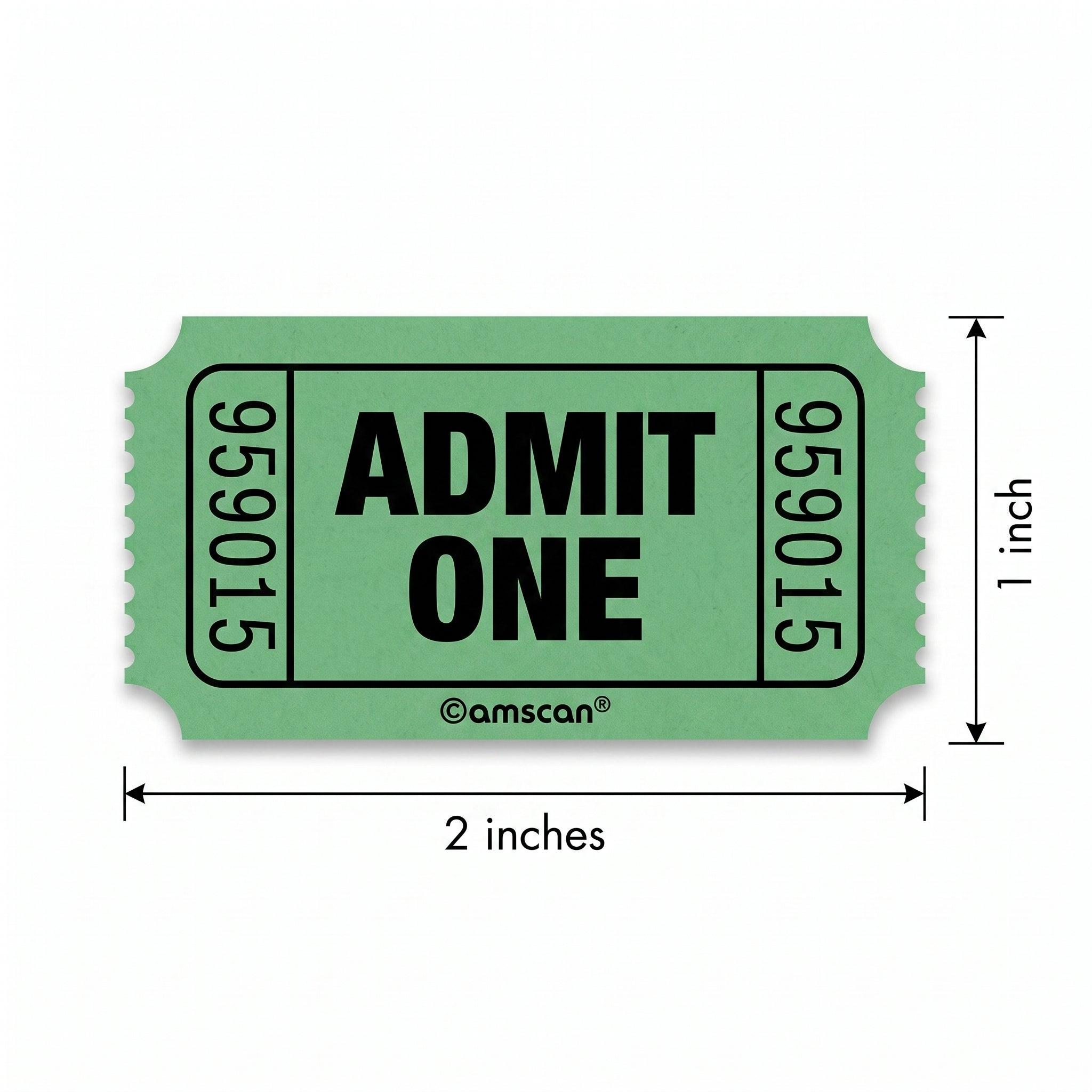 "Admit One" Ticket Roll - Green, 1000-Pairs