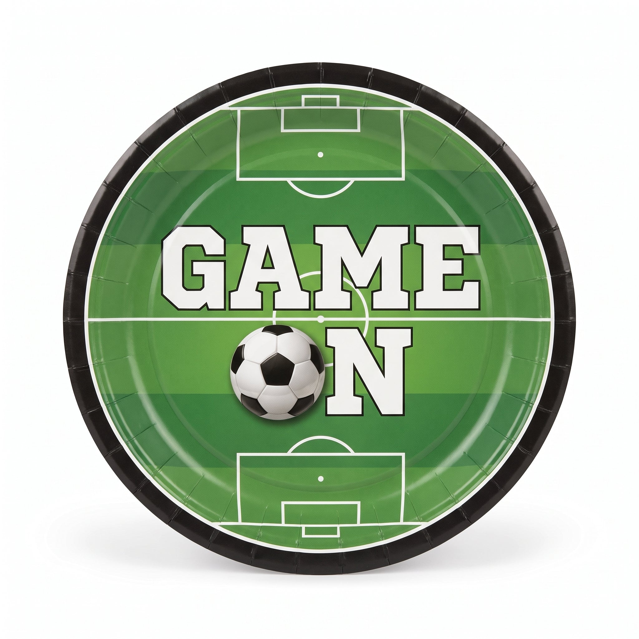 "Game On" Soccer Theme 7" Round Paper Plates - 20 Pack