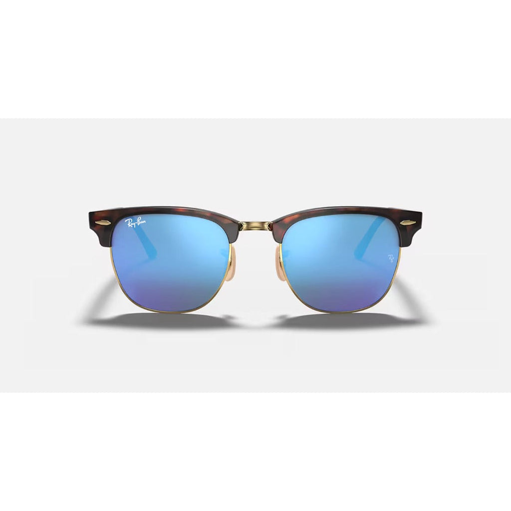 RAYBAN - CLUBMASTER | Matte Havana On Gold w/ Blue Flash