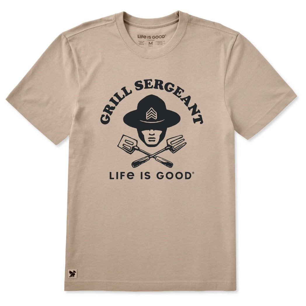 LIFE IS GOOD - MENS CRUSHER TEE | Grill Sargeant Oat Brown