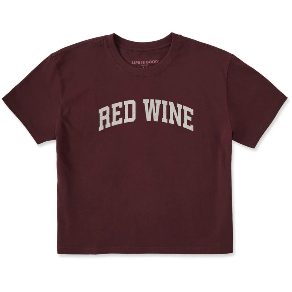 LIFE IS GOOD - WOMENS CRUSHER BOXY TEE | Red Wine Deep Burgundy