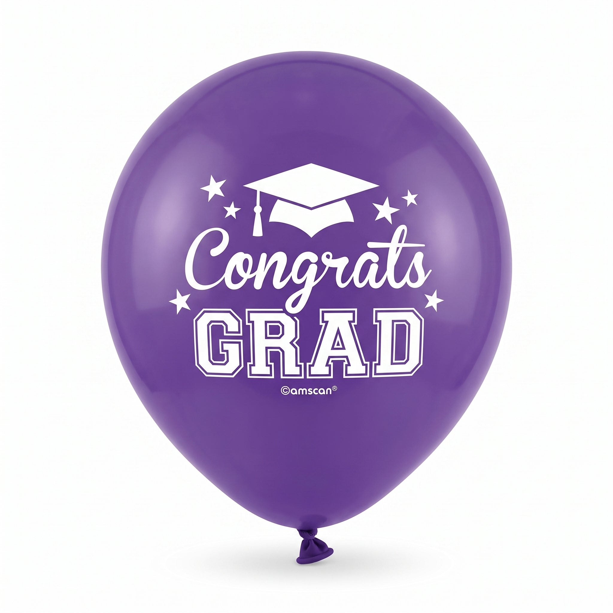 "Congrats Grad" Purple Latex Balloons, 12-Inch, 15-Pack