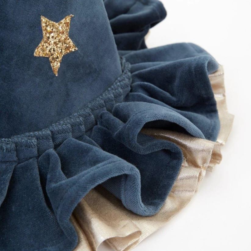 Pointed Soft Blue Velvet Witch Hat