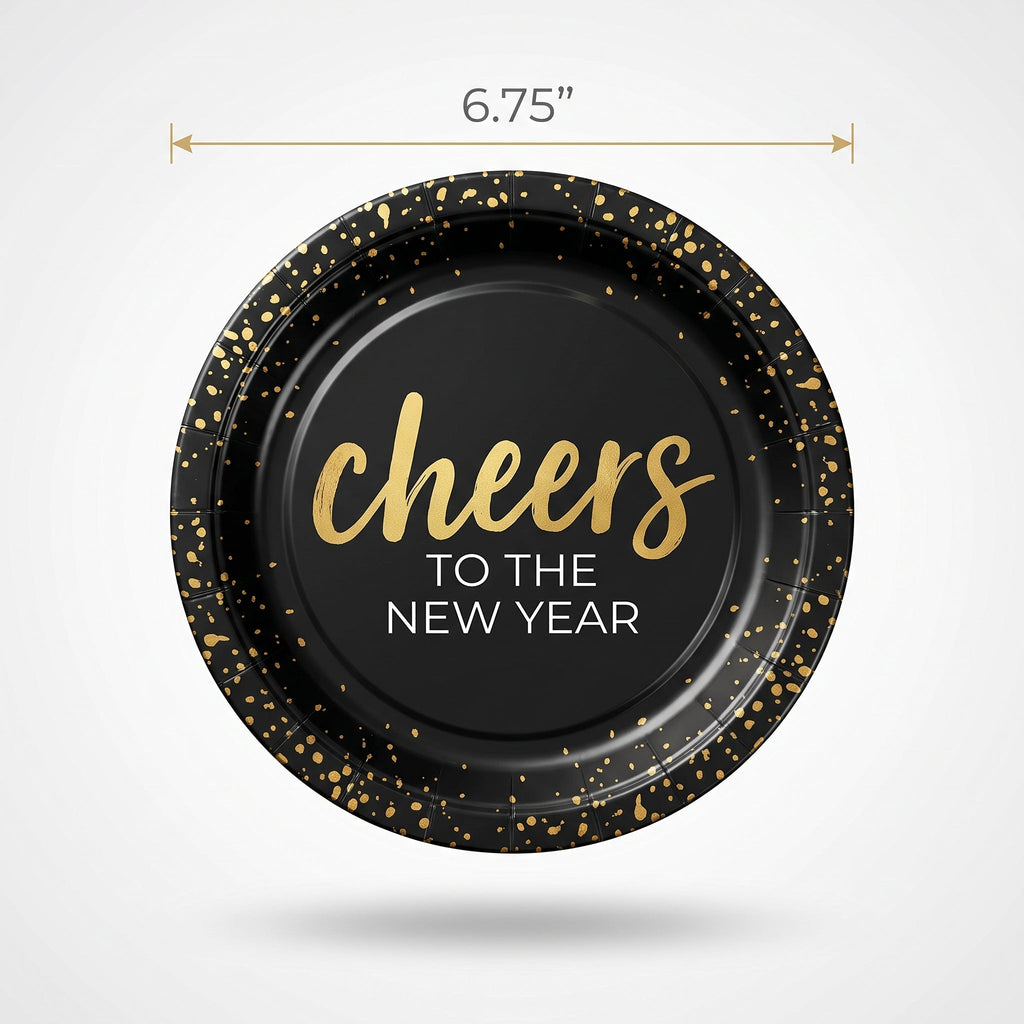 "Cheers To The New Year" 6.75-Inch Round Paper Plates - 20 Pack