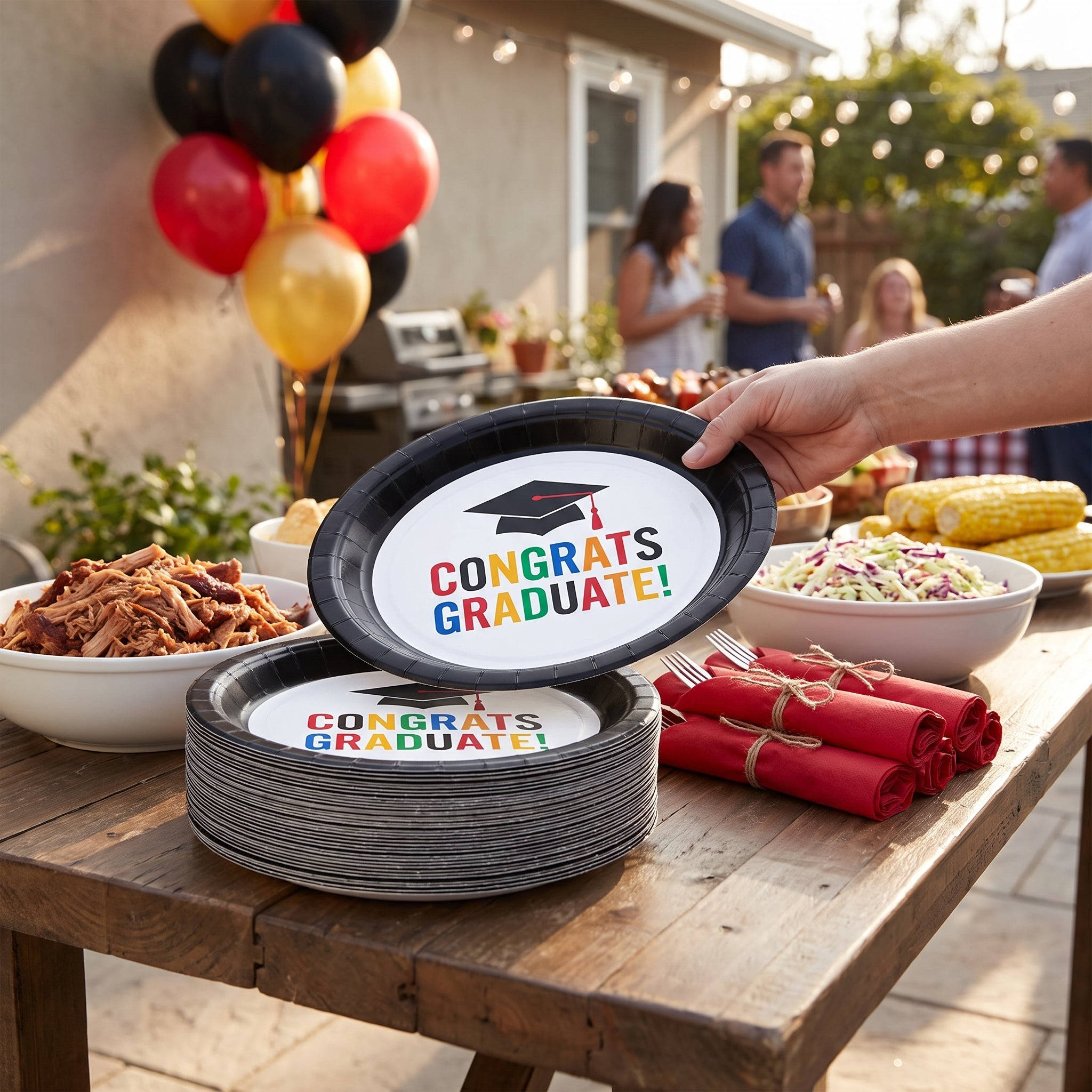 "Congrats Grad!" 12" Oval Graduation Paper Plates, 50-Pack