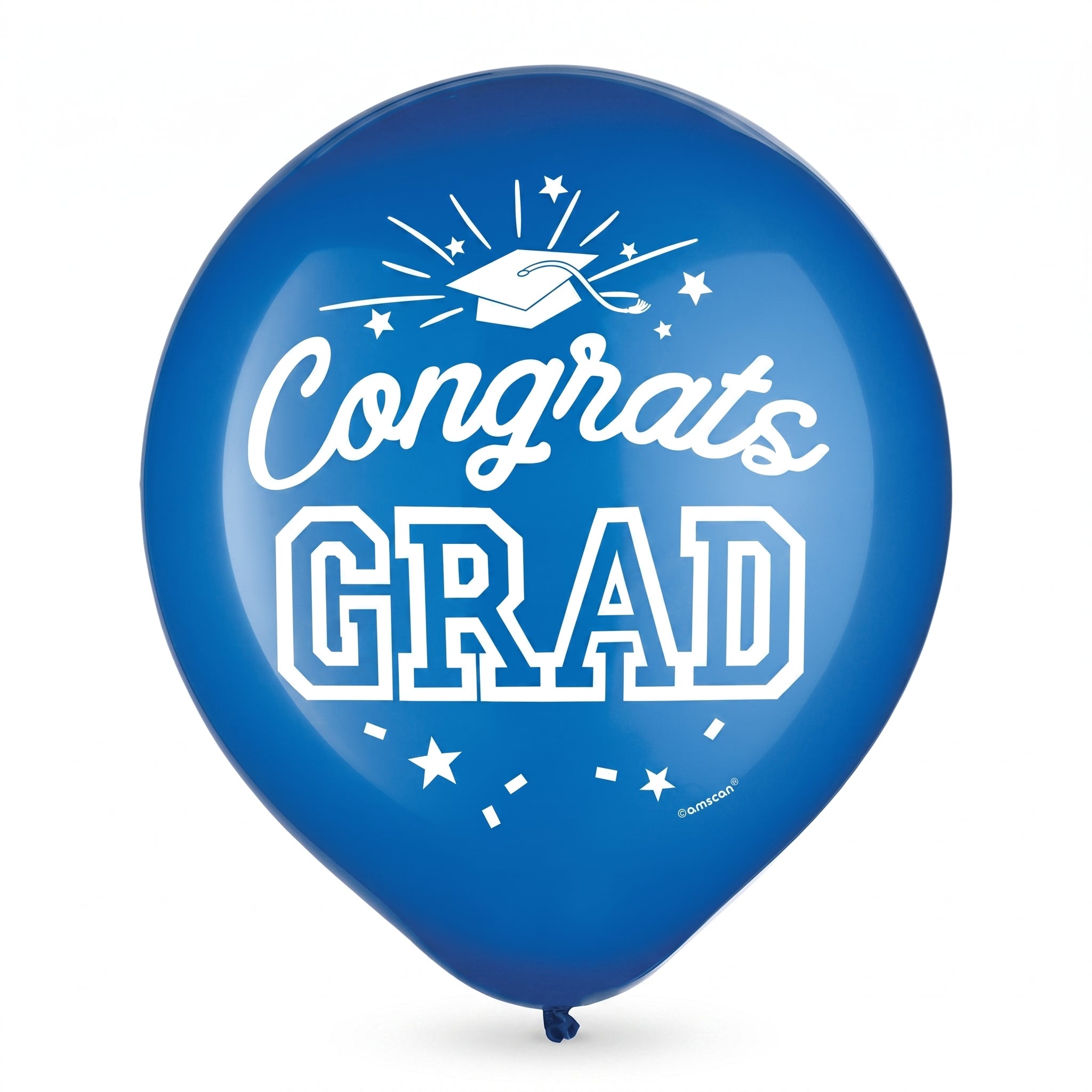 "Congrats Grad" Blue Latex Balloons - 12" Graduation Party Pack
