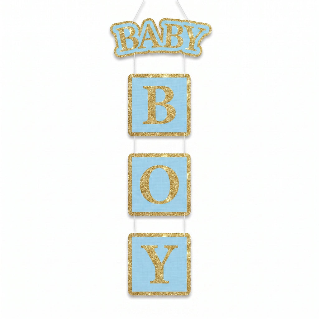 "Baby Boy" Glitter Hanging Sign Decoration for Baby Showers