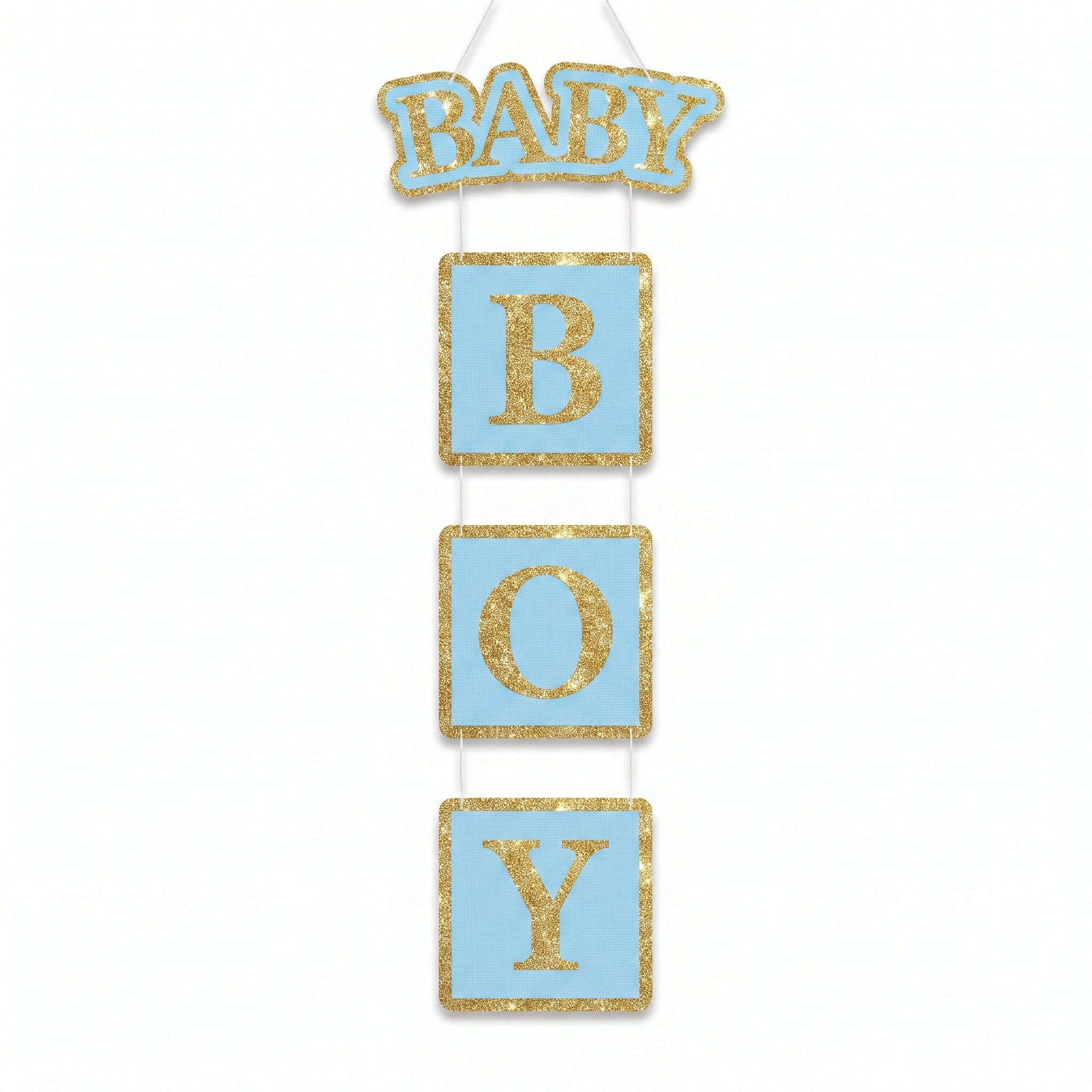 "Baby Boy" Glitter Hanging Sign Decoration for Baby Showers