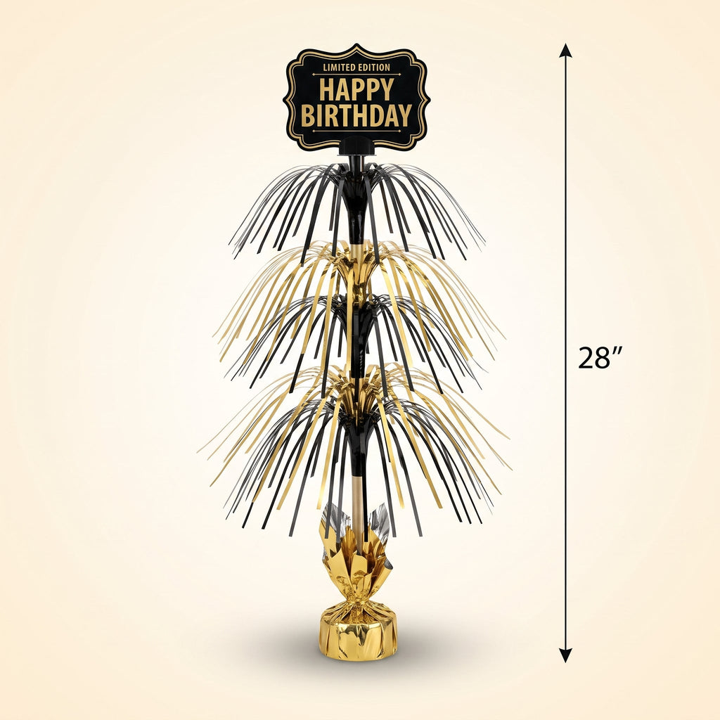 "Better with Age" Metallic Birthday Centerpiece Spray - Gold & Black, 30-Inch