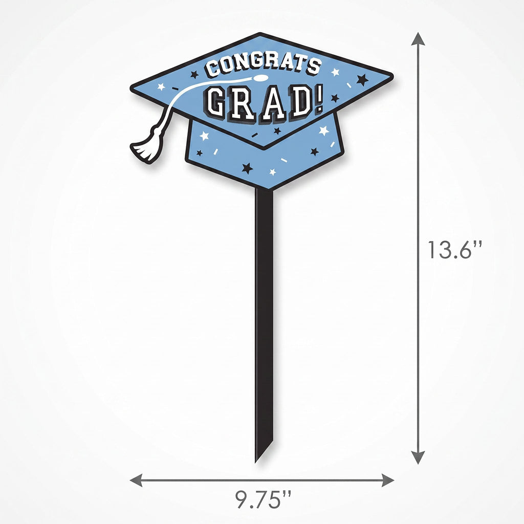 "Congrats Grad" Powder Blue Lawn Sign Decoration for Graduation