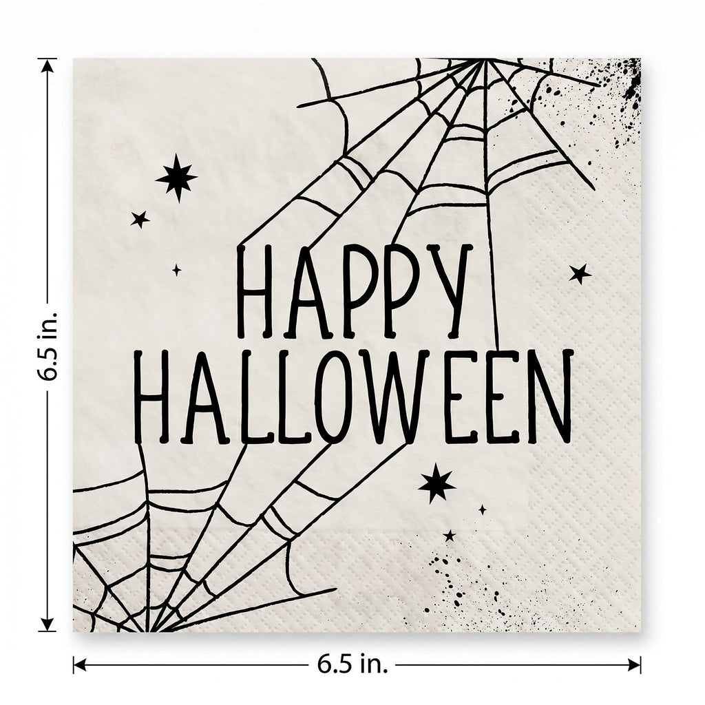 "Happy Halloween" Spider Web Luncheon Napkins - 6.5 In. x 6.5 In. - 40 Pack