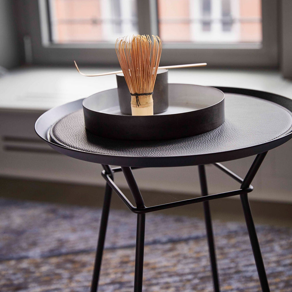 freifrau | leya coffee table with leather inlay | small | black