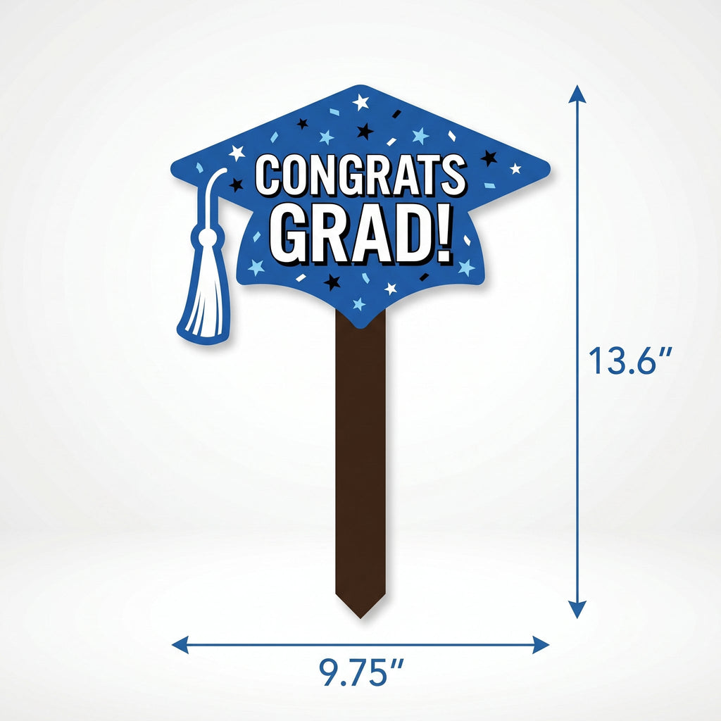 "Congrats Grad" Royal Blue Lawn Sign