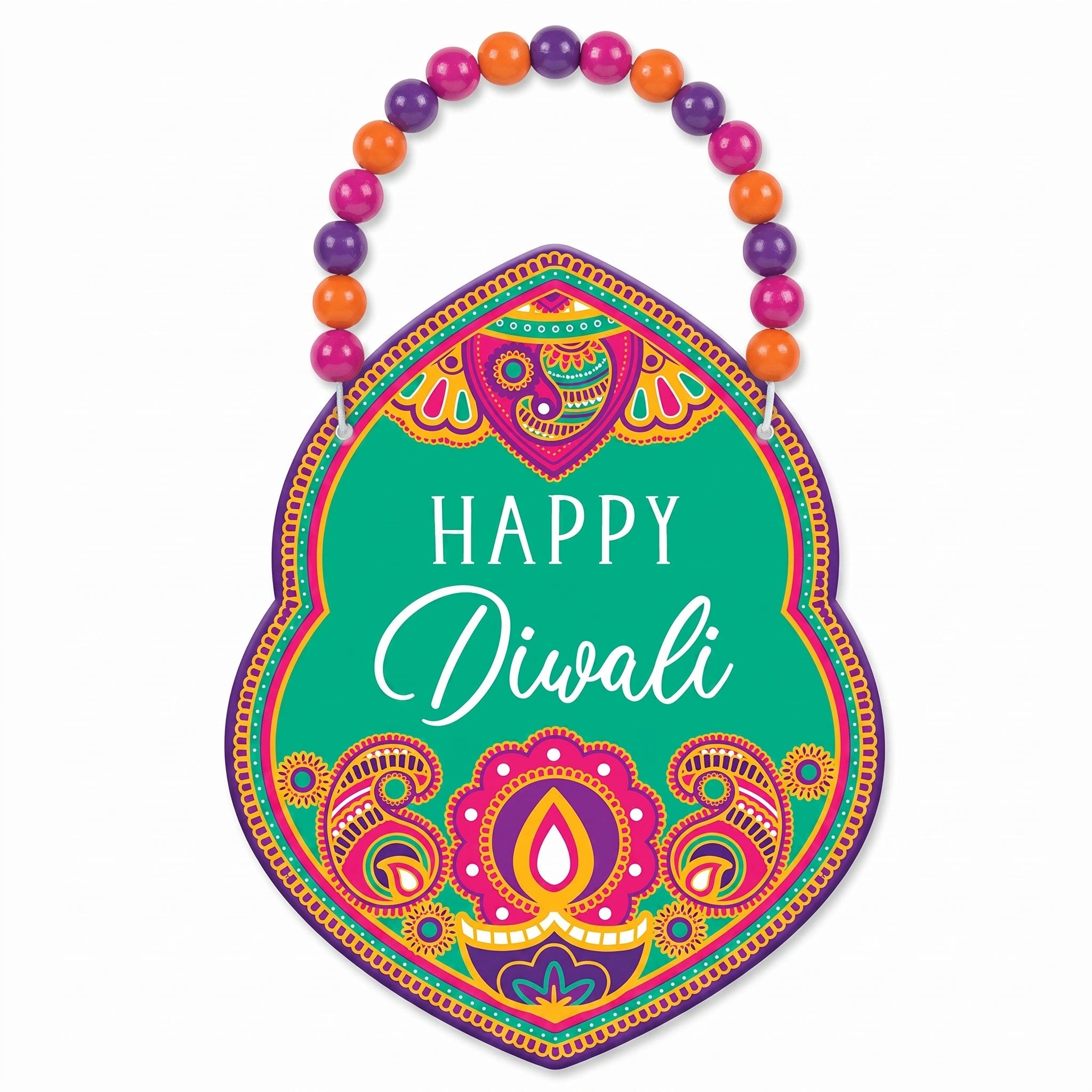 "Happy Diwali" Beaded Hanging Sign Decoration