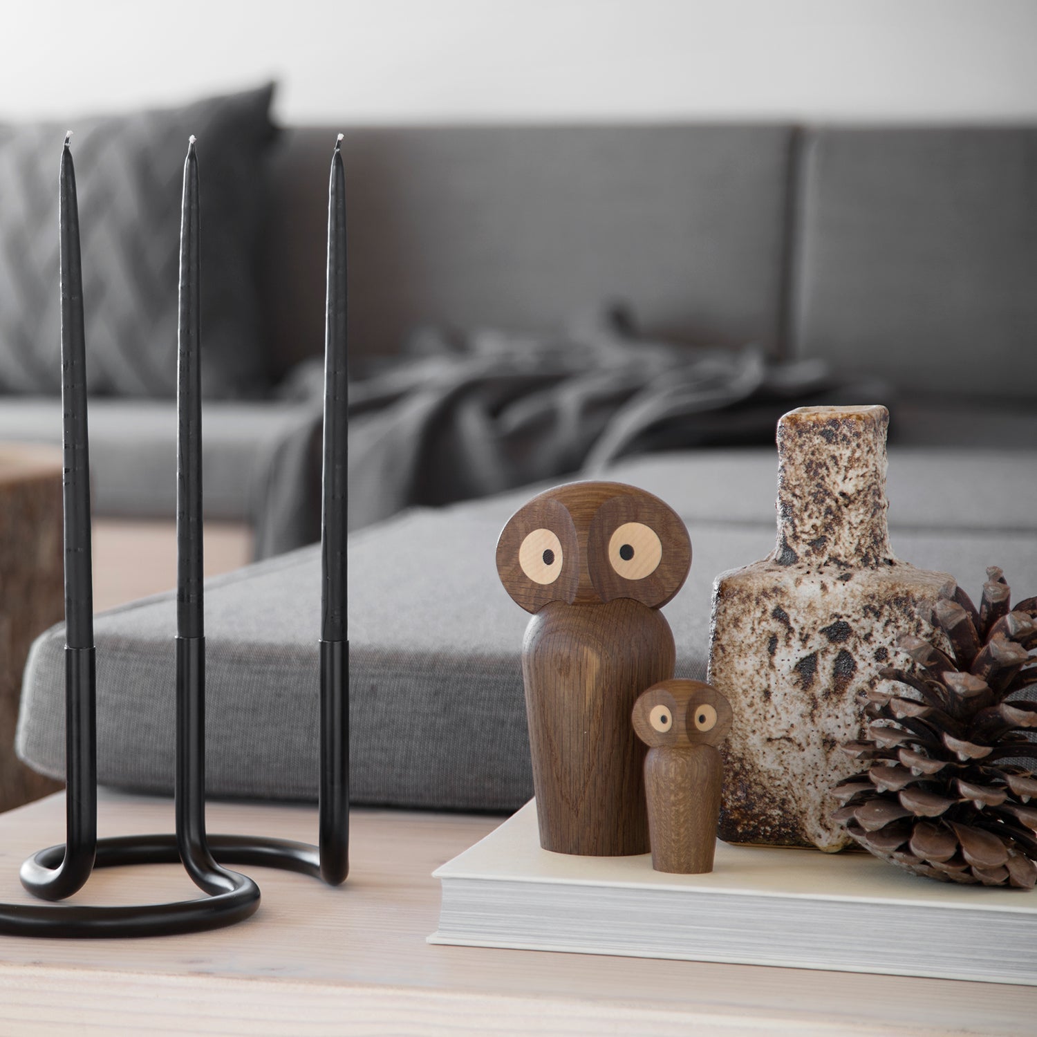architectmade | wooden owl | mini smoked oak