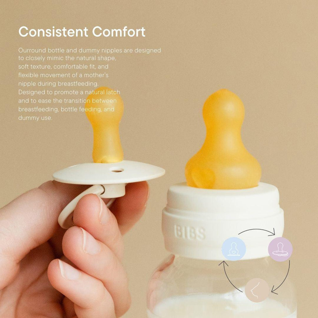 BIBS Medium Flow Baby Bottle Latex 1 Pack - Blush