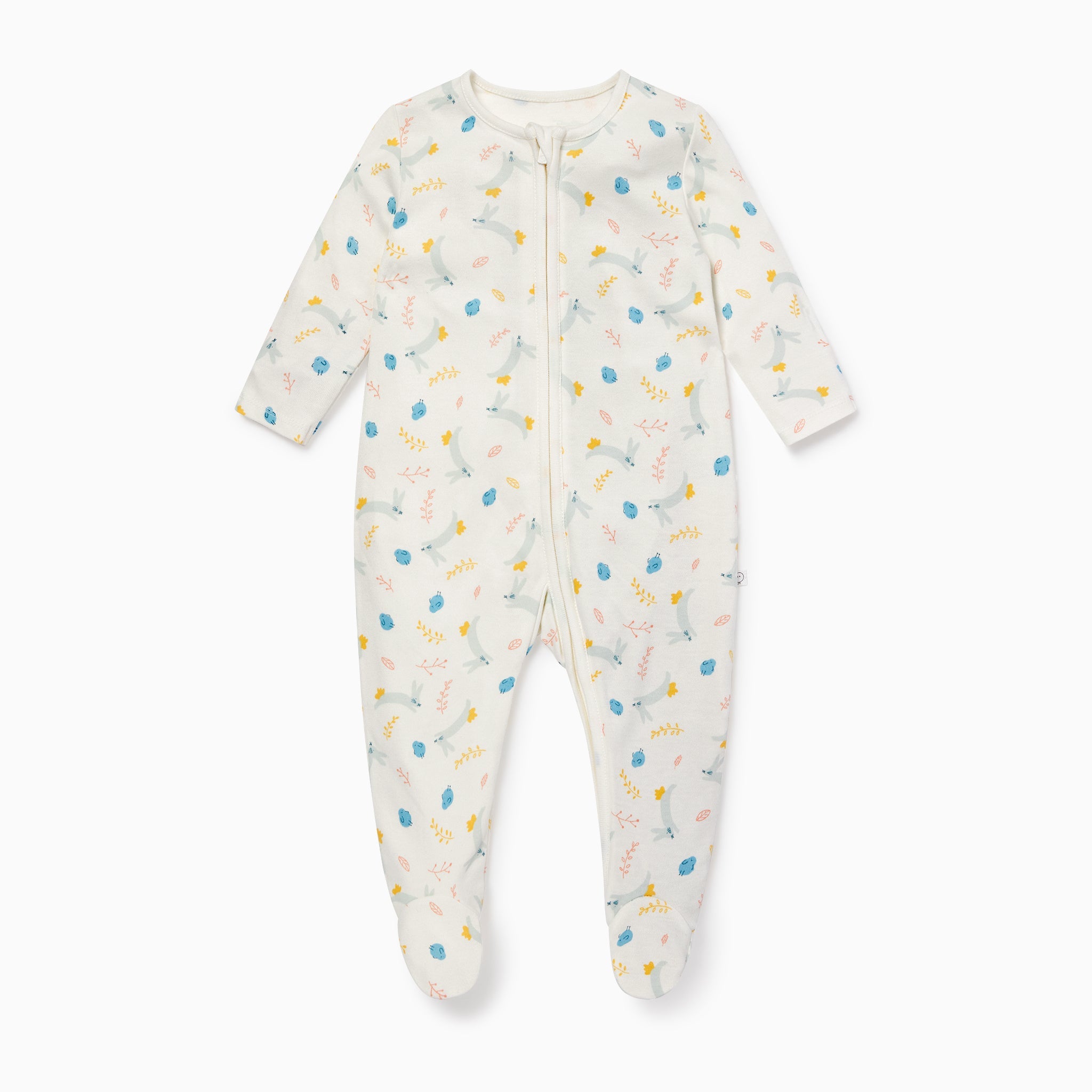 Bunny Print Zip-Up Sleepsuit