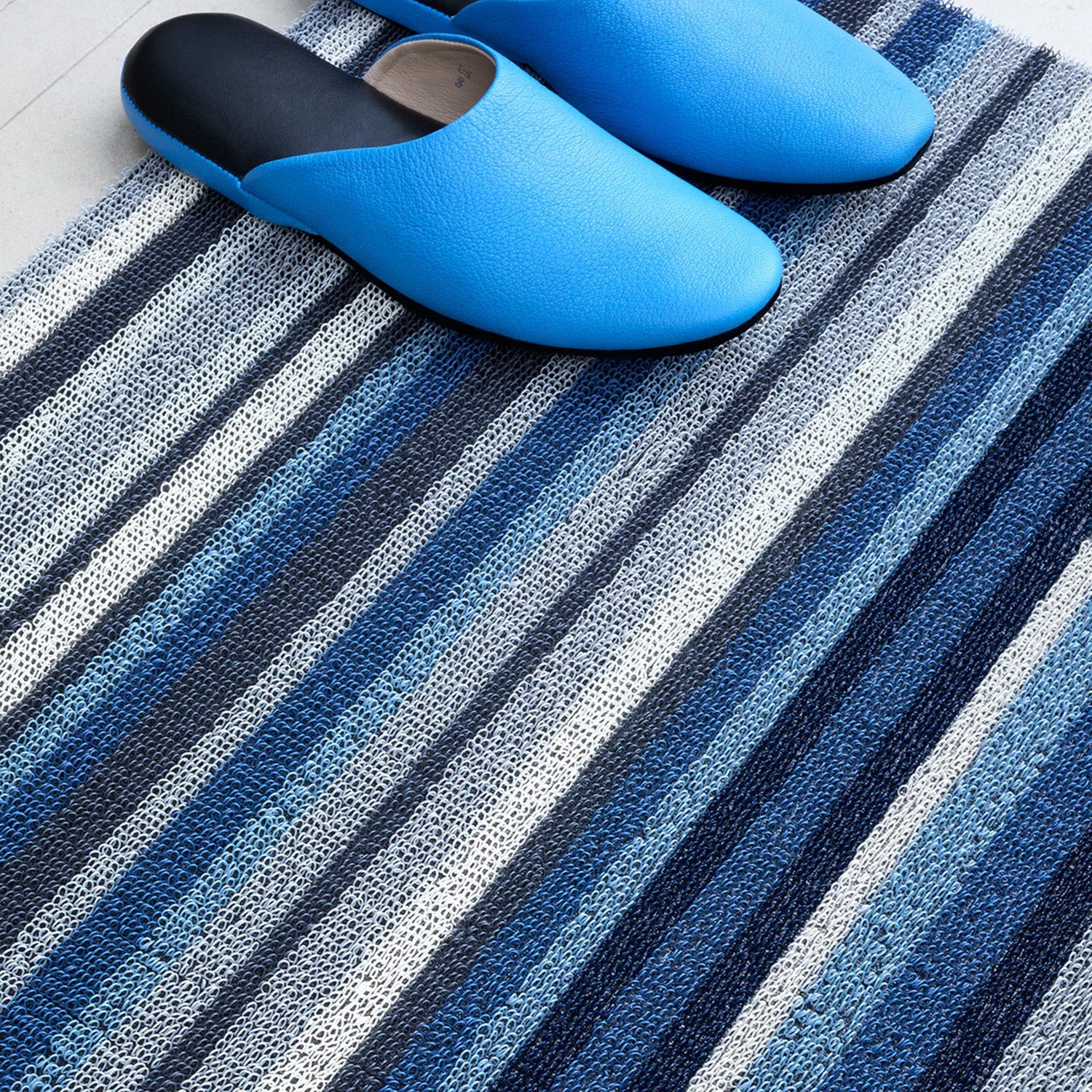 chilewich | shag runner mat 61x183cm (24x72") | horizon stripe deep sea