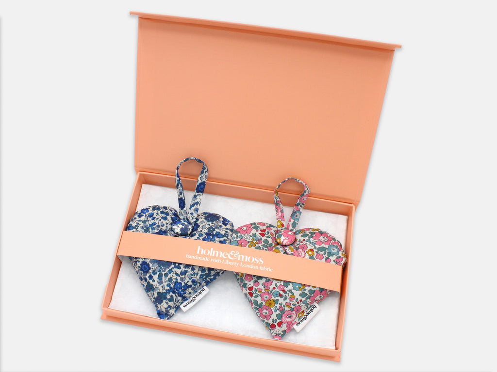 Lavender Heart Gift Box, Liberty Print Ditsy Florals Collection, Set of Two