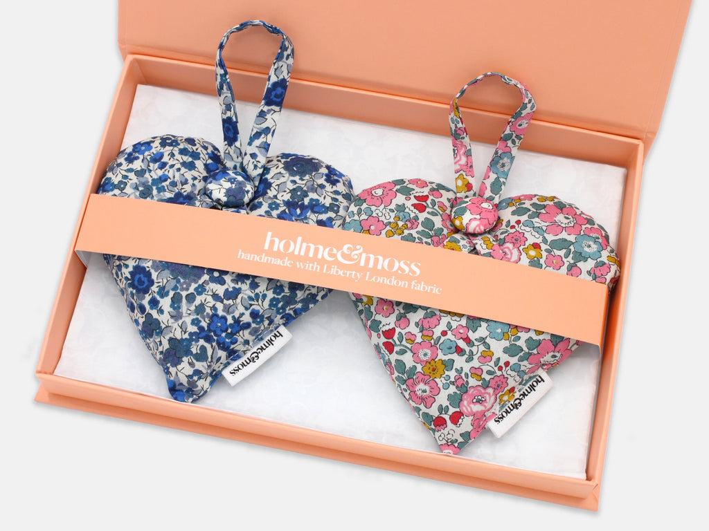 Lavender Heart Gift Box, Liberty Print Ditsy Florals Collection, Set of Two