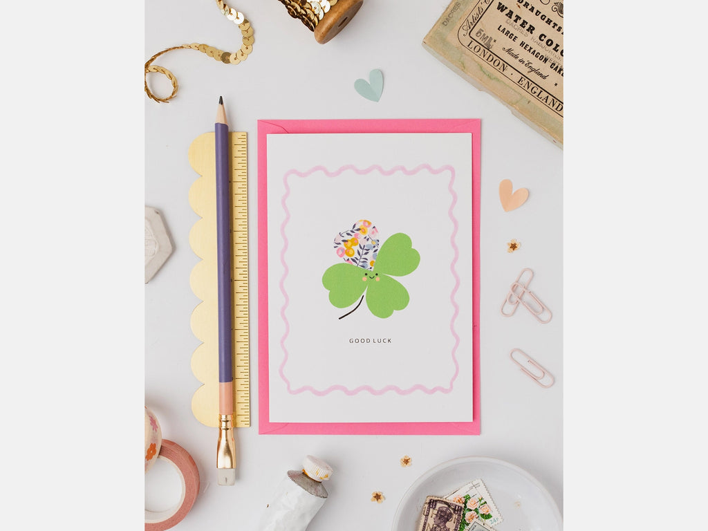 Four Leaf Clover Good Luck Card - Liberty Wiltshire Bud Print