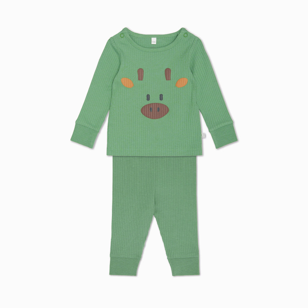 Giraffe Face Ribbed Pyjamas