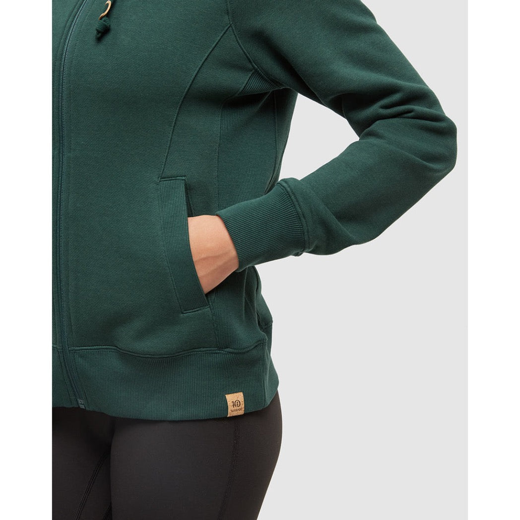 TENTREE - WOMENS ZIP ELM HOODIE | Forest Pine
