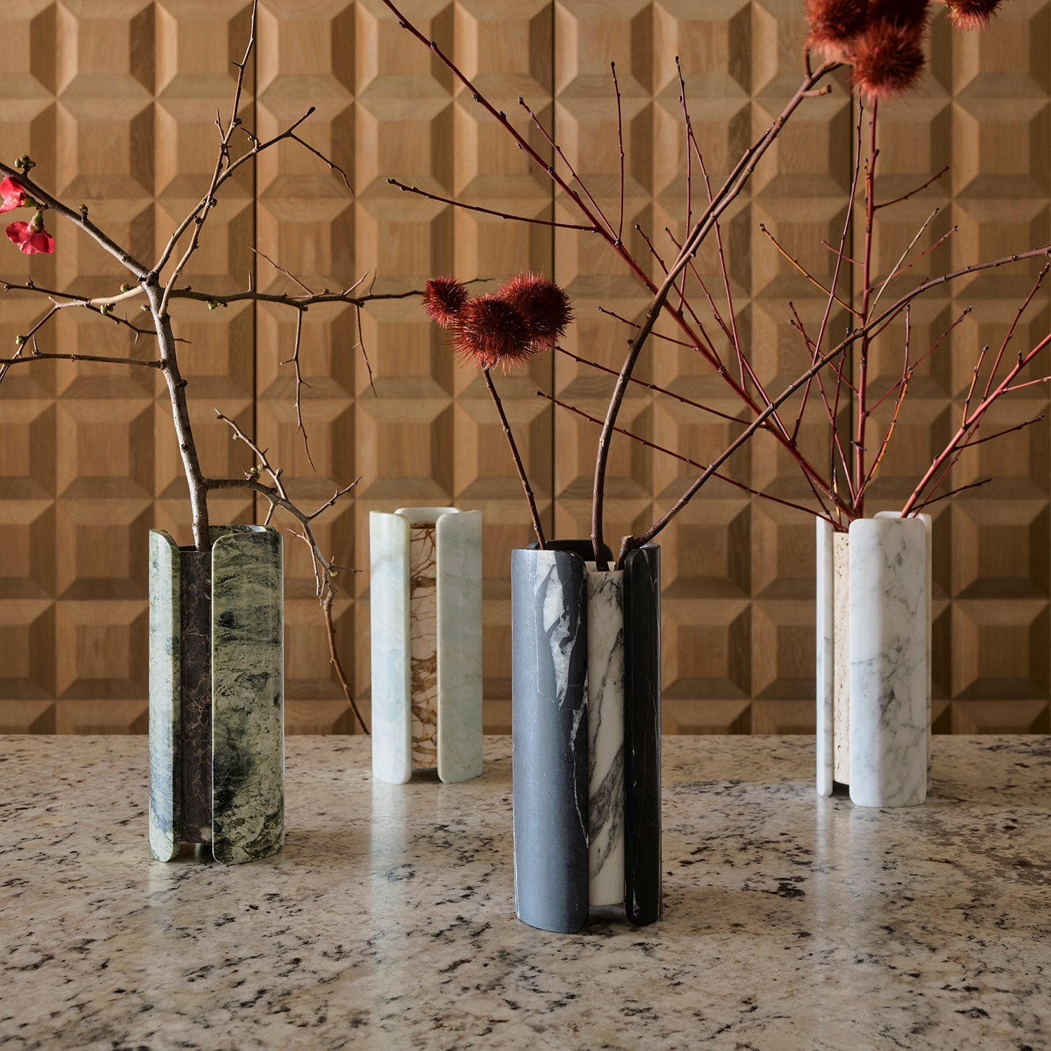 greg natale | vent vase | travertine + arabescato