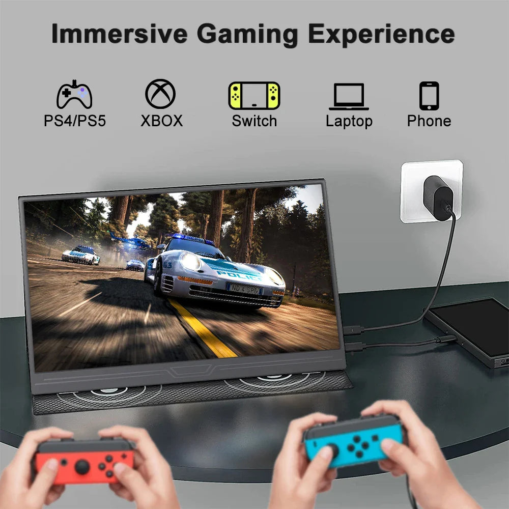 15.6 Inch 1080P FHD USB-C HDR Ultra-Slim IPS Portable Laptop Monitor with External Display Speakers Gaming Monitor Display
