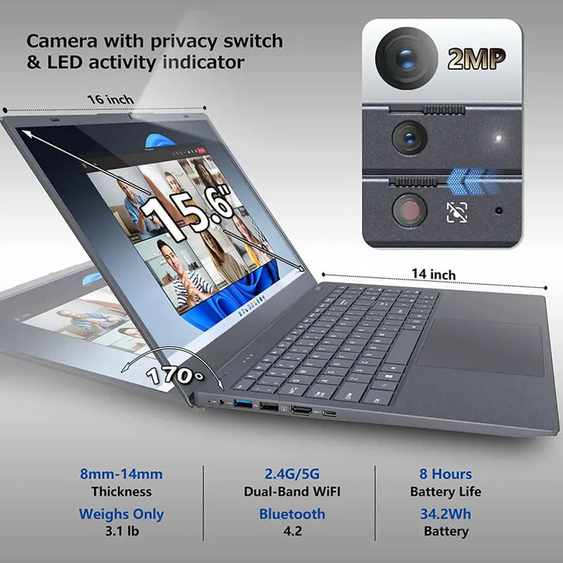 15.6" Business Laptop Intel Core I5 12th Gen 16GB DDR4 512GB SSD OEM Custom Logo English Keyboard Windows 11 Pro Brand New
