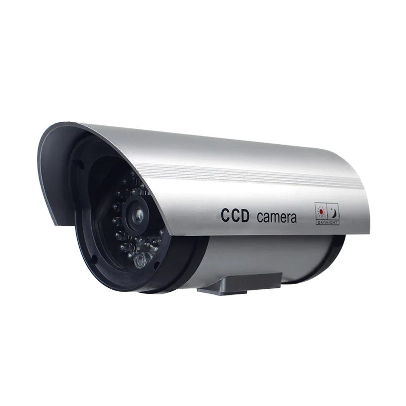 Dummy Security Camera Waterproof Silver Metal Fake Camera Two AA Battery LED IR Led Dome CCTV Camera Surveillance Camera