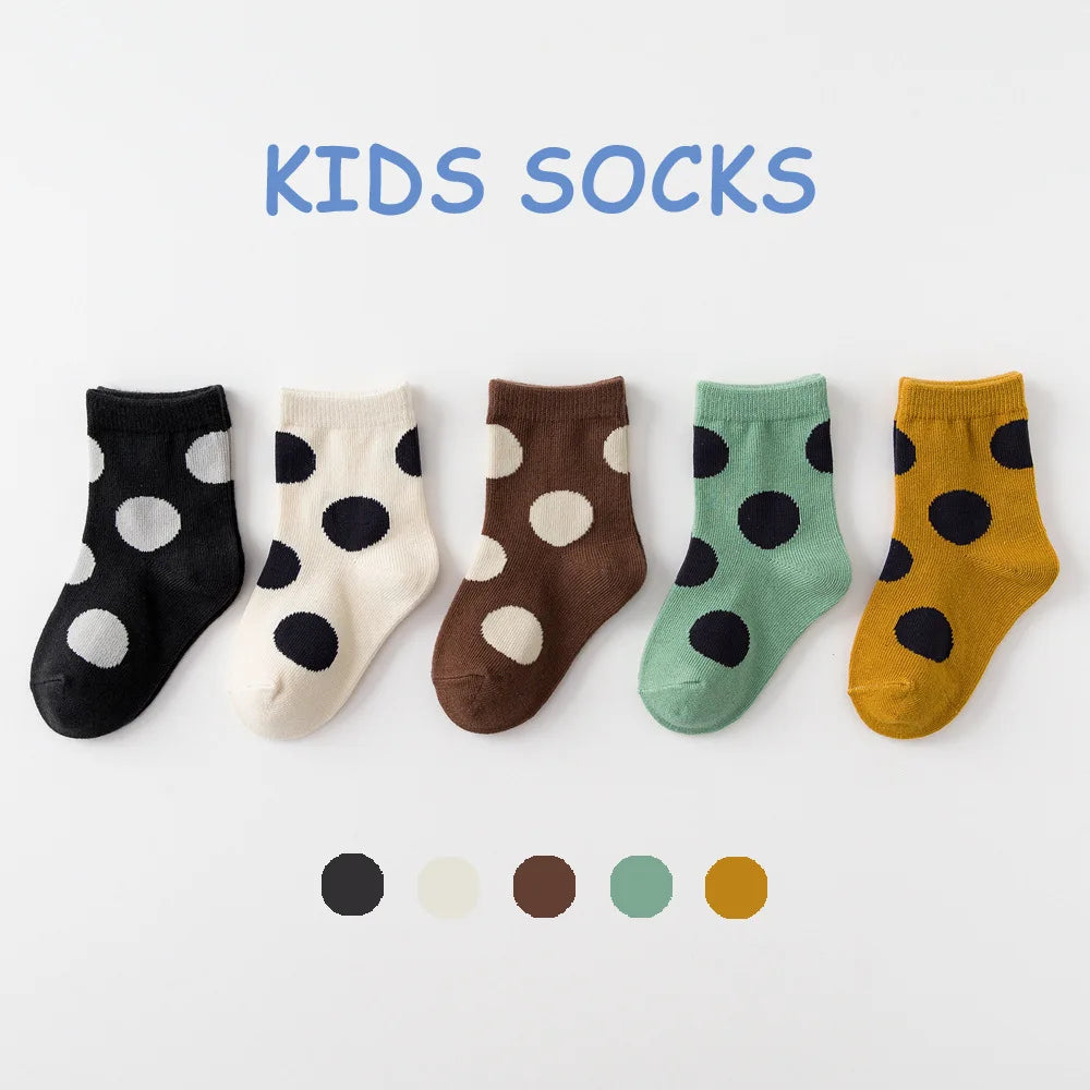 5 Pairs/Lot Toddler Socks Newborn Baby Soft Prewalker Spring Cotton Girl Kids Autumn Infant Cartoon Striped Print Sock 0-12Y