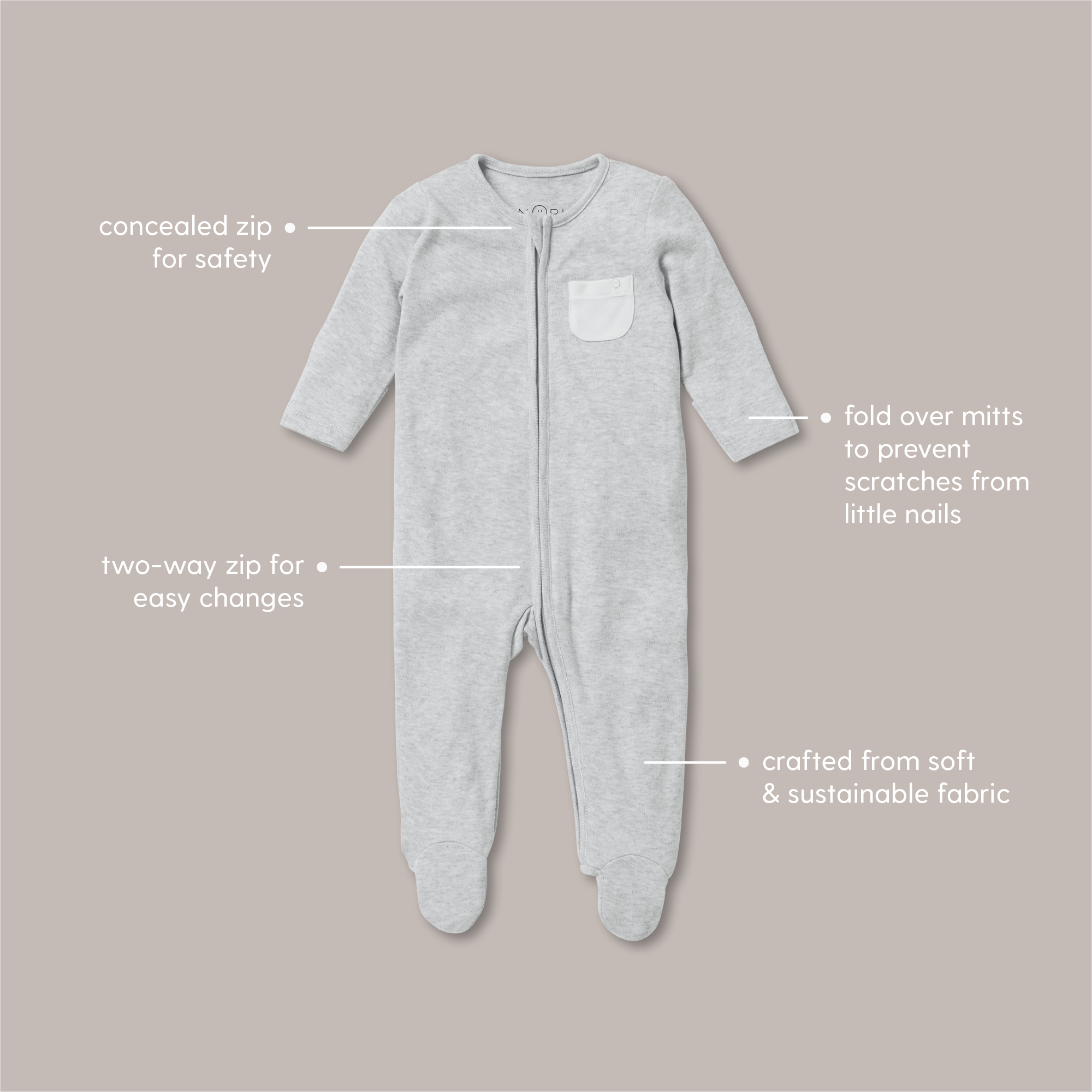 Crab & Shell Clever Zip Sleepsuit