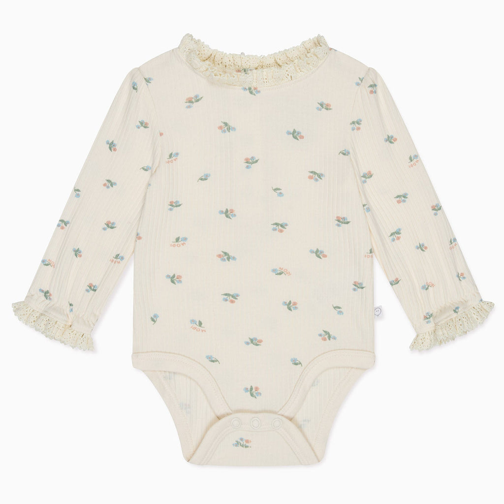 Floral Frilled Ribbed Long Sleeve Bodysuit