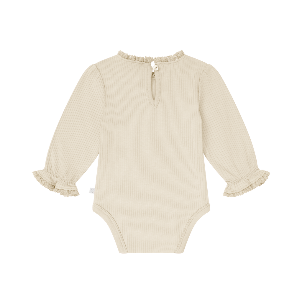 Frilled Ribbed Bodysuit - Ecru