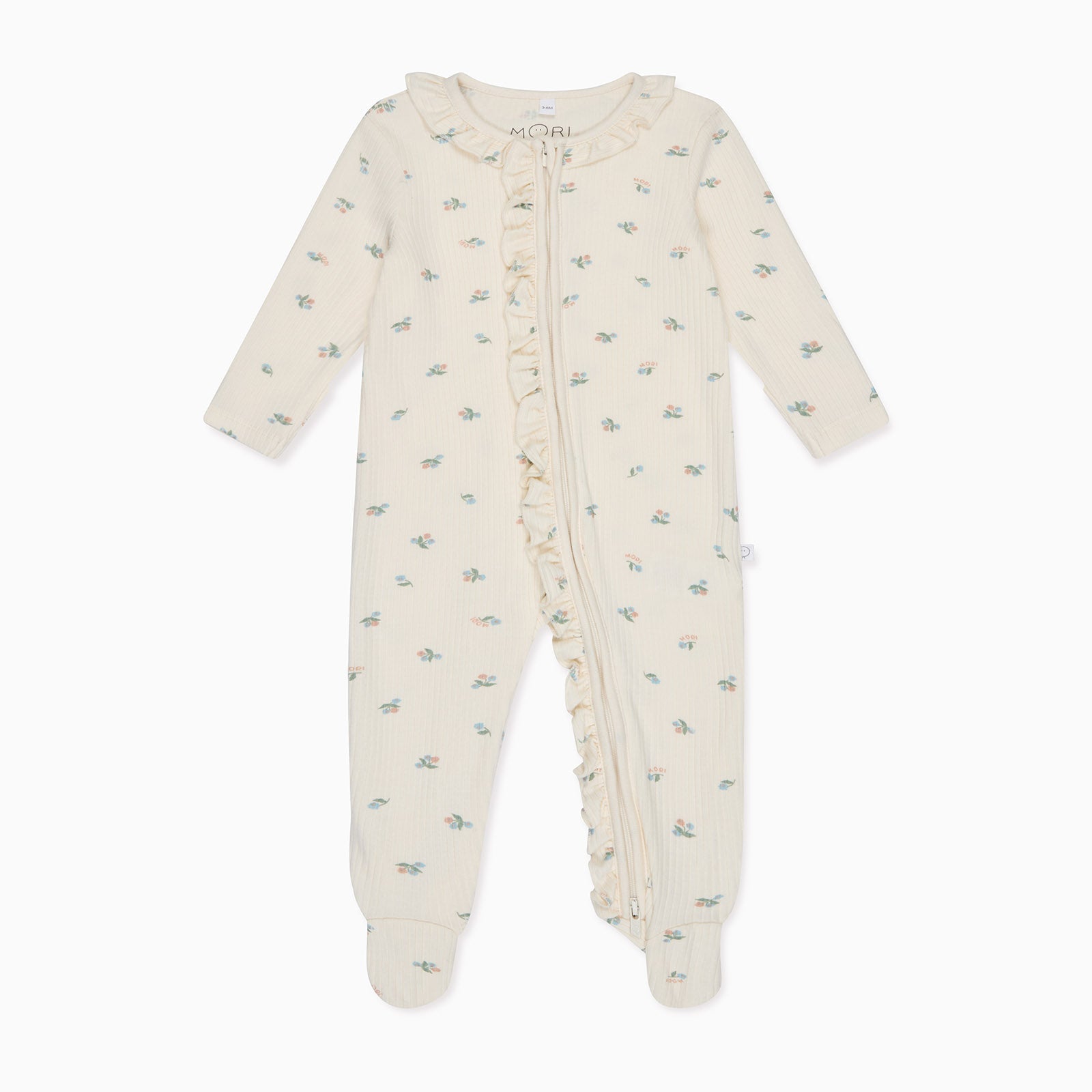 Floral Frilled Ribbed Clever Zip Sleepsuit