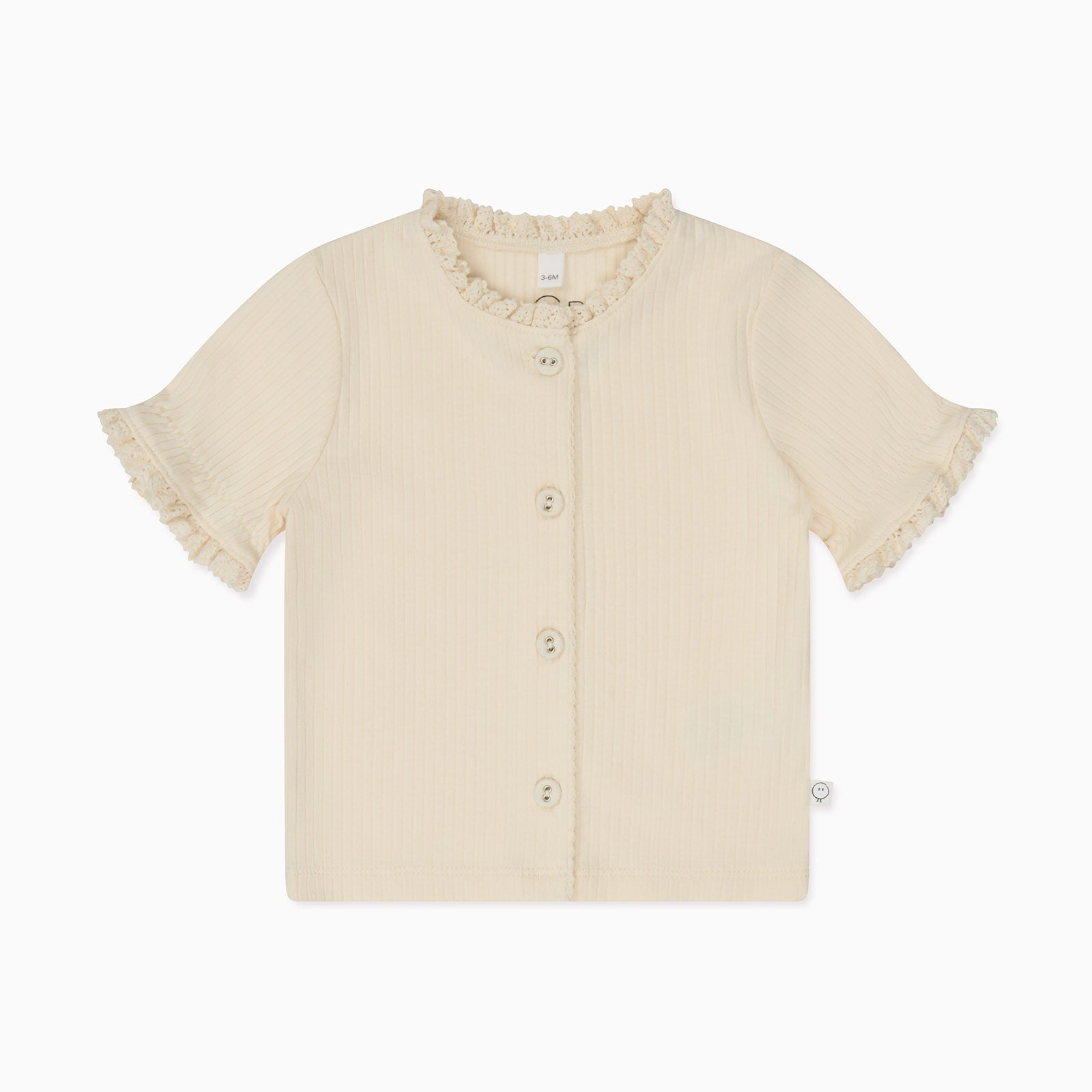 Frilled Ribbed Cardigan & Shorts Outfit - Cream