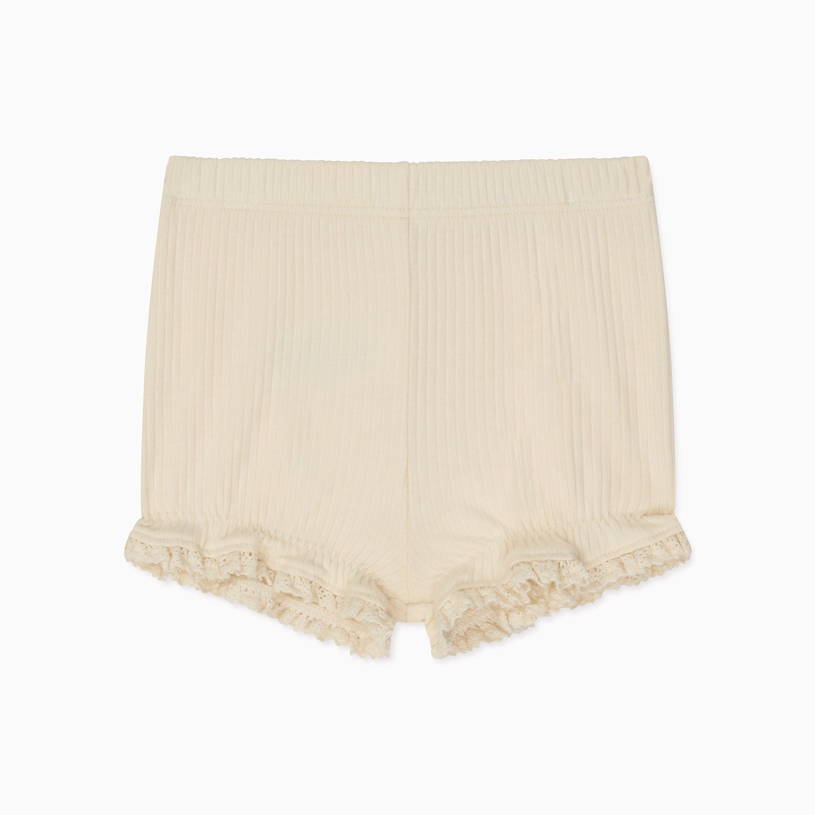 Frilled Ribbed Cardigan & Shorts Outfit - Cream