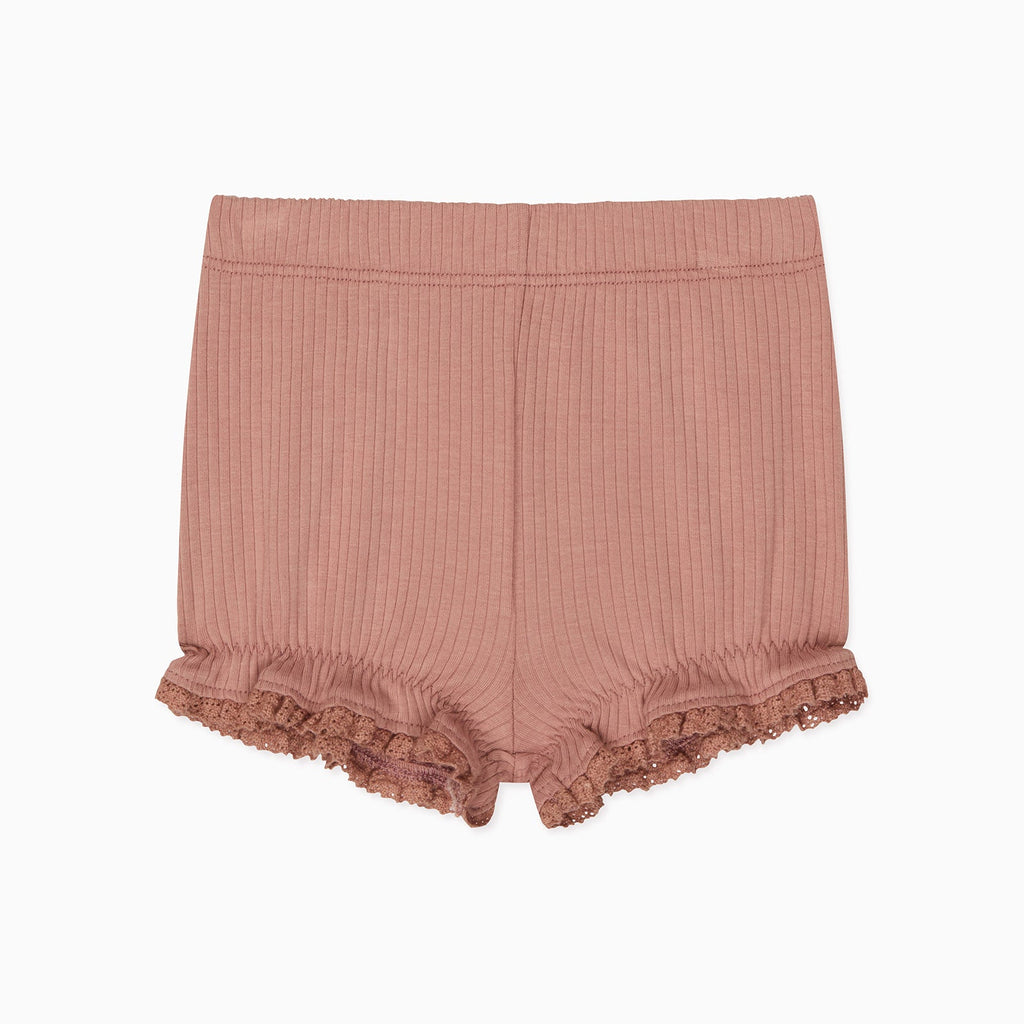 Frilled Ribbed Cardigan & Shorts Outfit - Rose