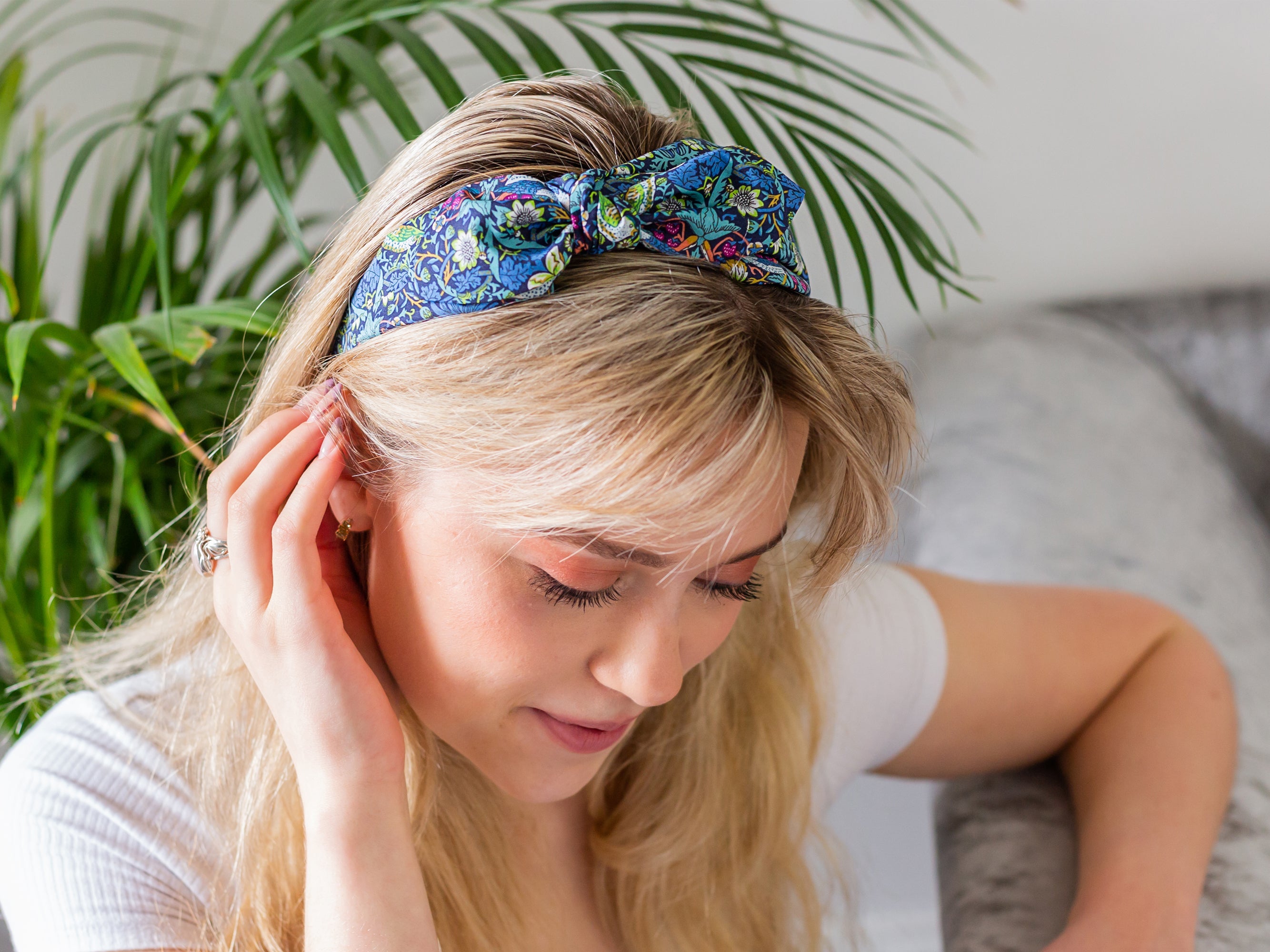 Side Bow Headband - Liberty Strawberry Thief J Print