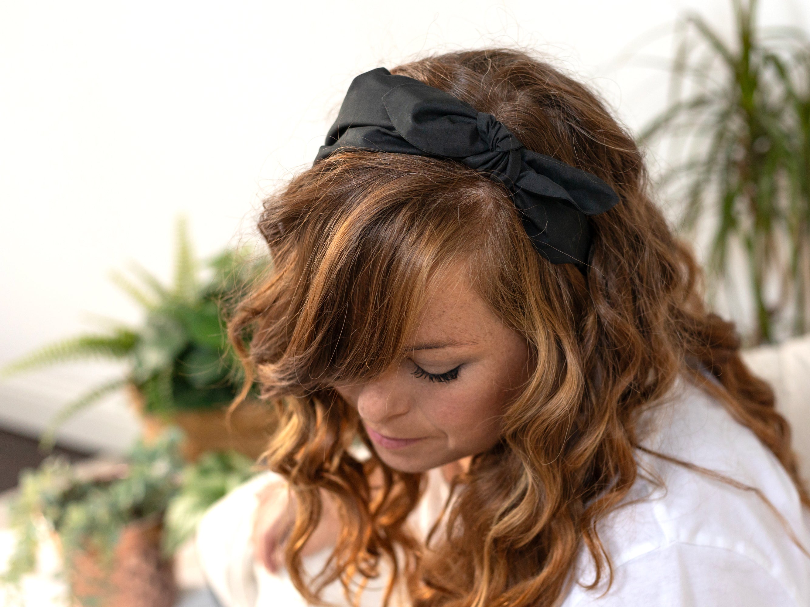 Side Bow Headband - Liberty Black F Print