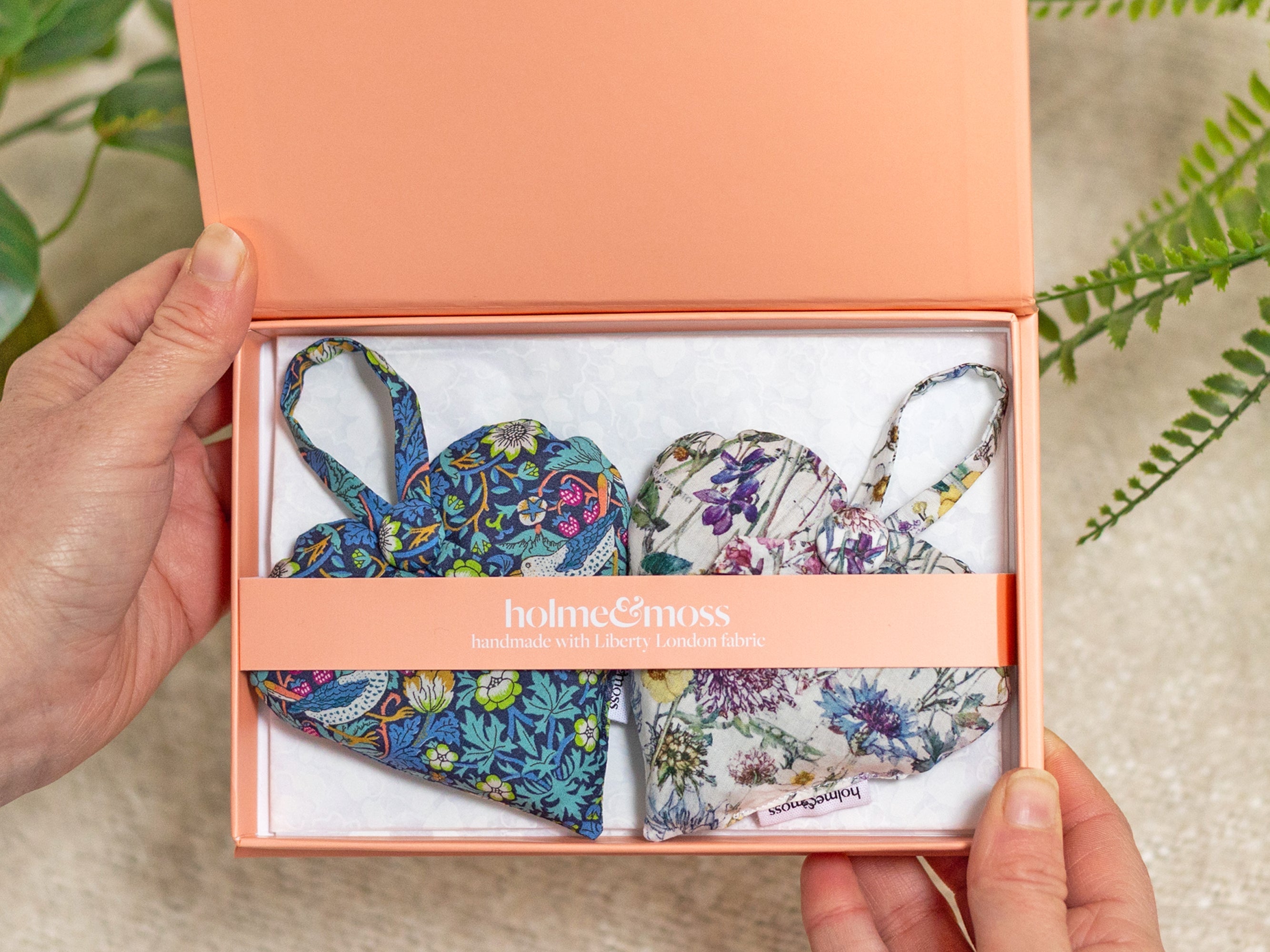 Lavender Heart Gift Box, Liberty Print Strawberry Fields Collection, Set of Two