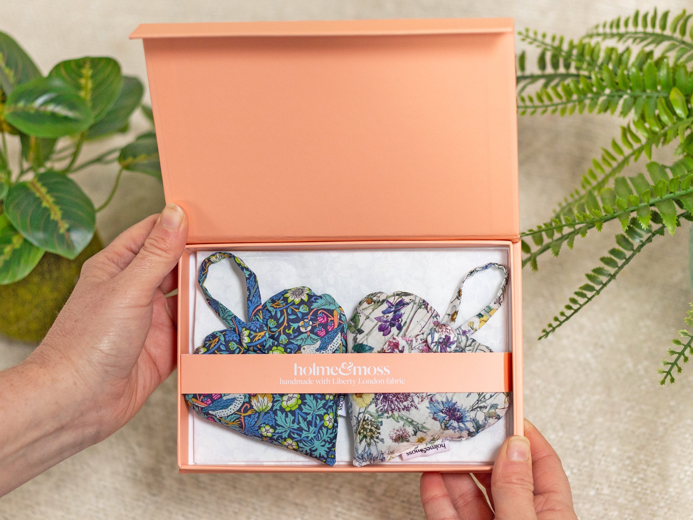Lavender Heart Gift Box, Liberty Print Strawberry Fields Collection, Set of Two