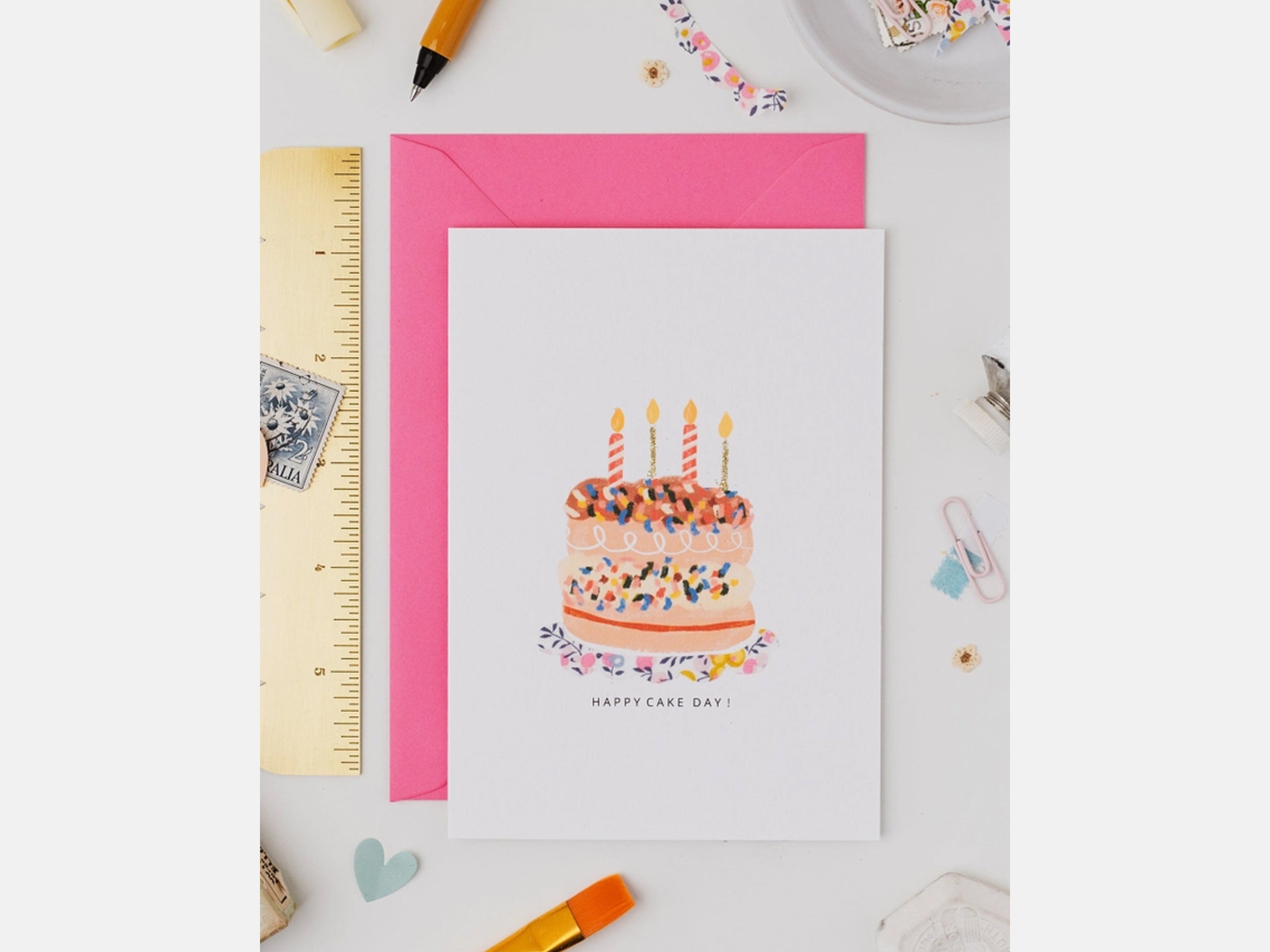 Cake Birthday Card - Liberty Wiltshire Bud Print