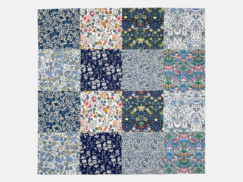 Liberty Fabrics Tana Lawn™ Cotton 5" Blue Charm Squares, Pack of 16