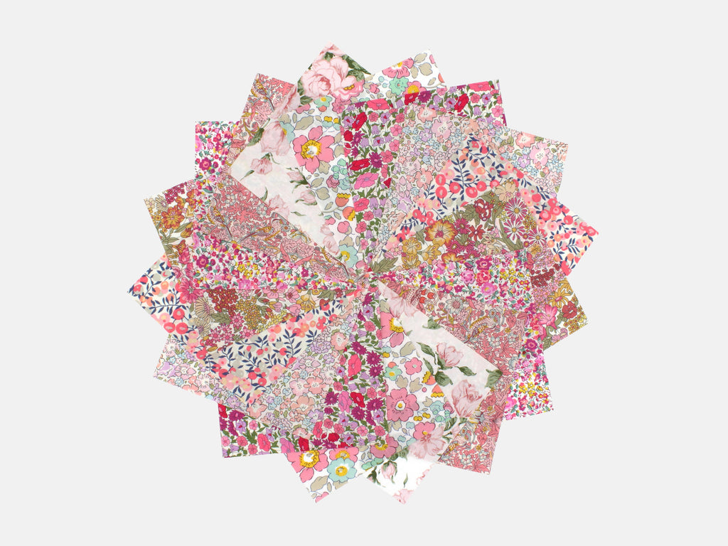 Liberty Fabrics Tana Lawn™ Cotton 5" Pink Charm Squares, Pack of 16