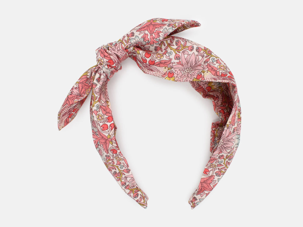 Side Bow Headband - Liberty Strawberry Thief Spring C Print