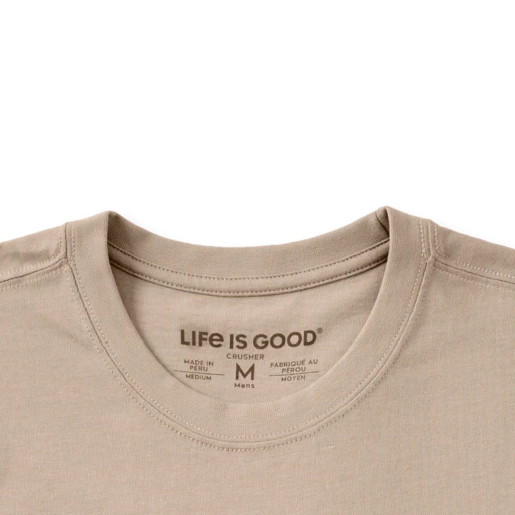 LIFE IS GOOD - MENS CRUSHER TEE | Dad Tax Oat Brown