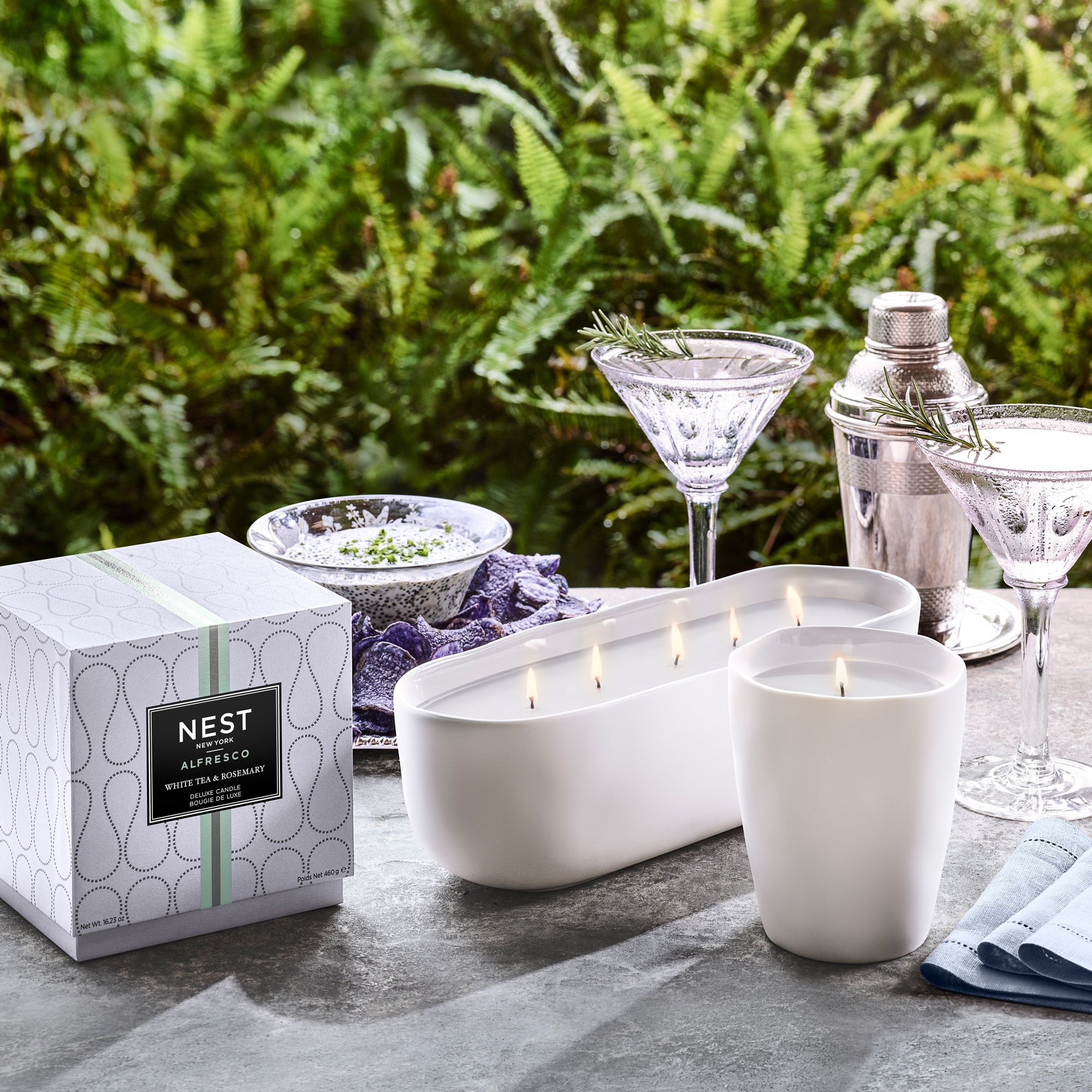 White Tea & Rosemary Alfresco Multi-Wick Decorative Candle